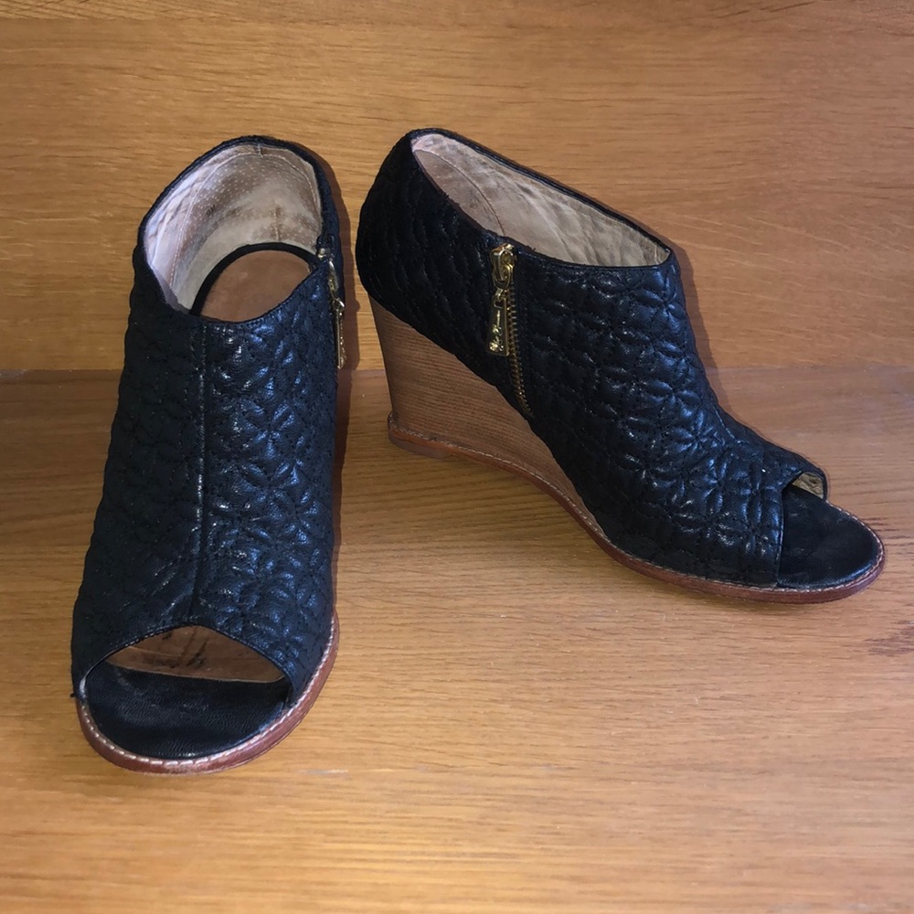 SOLD: Matt Bernson Black Quilted Wedge Boot